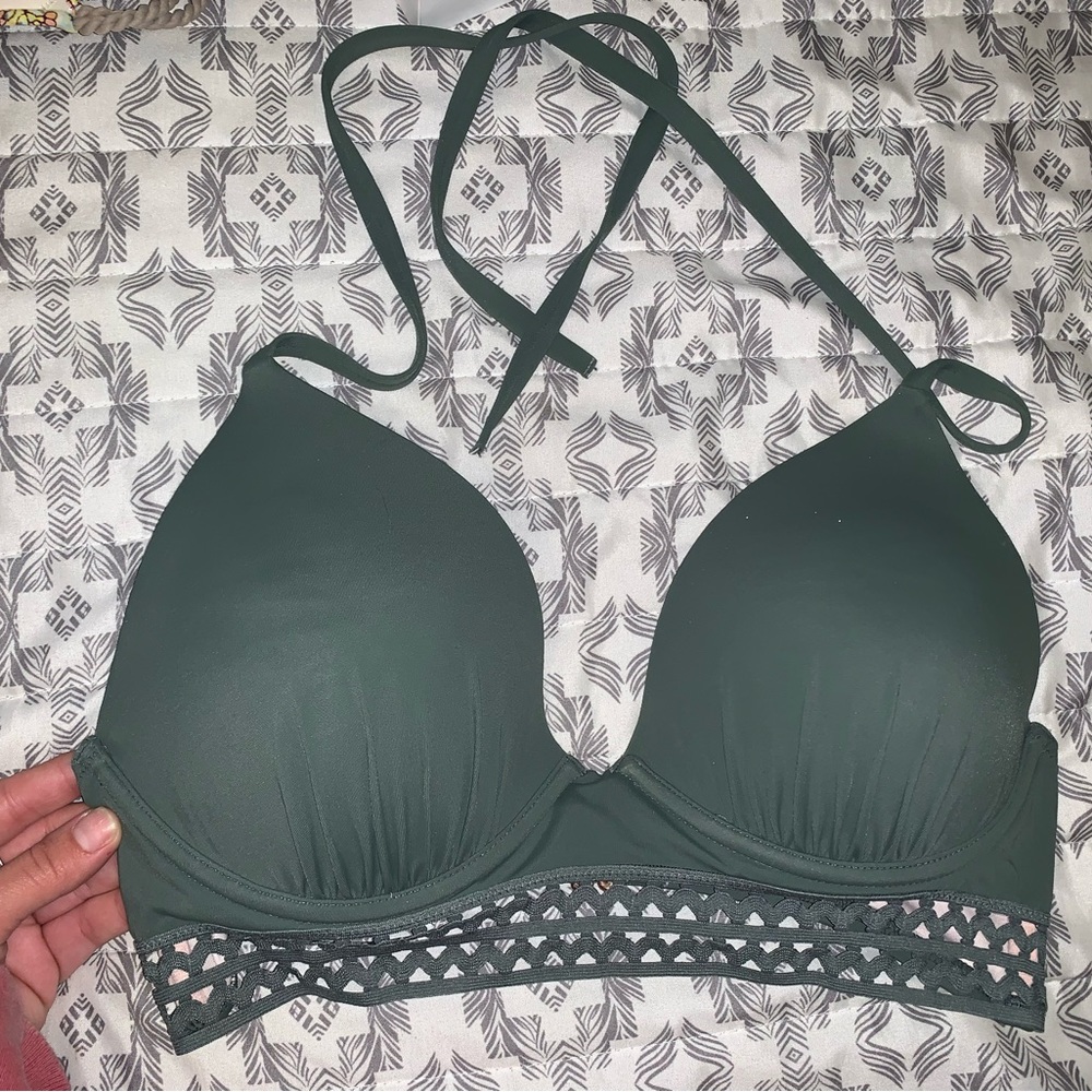 Green bathing suit with detailing